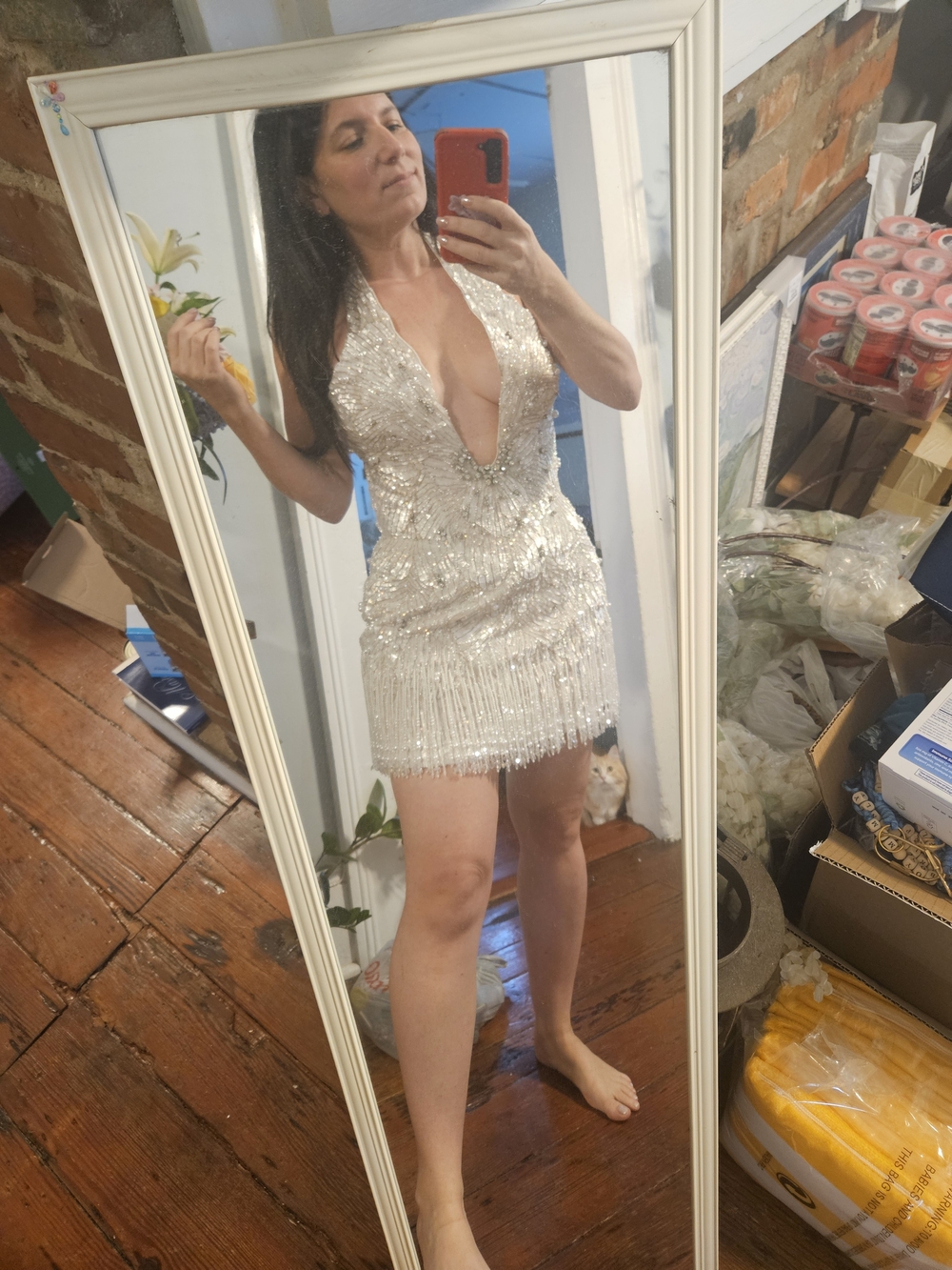 Rosie Etienne SIREN Deep V Halter Mini Dress - Picture 6 of 6